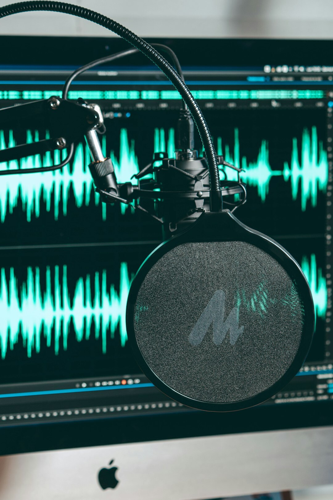 Audio editor working on sound waveforms on a computer