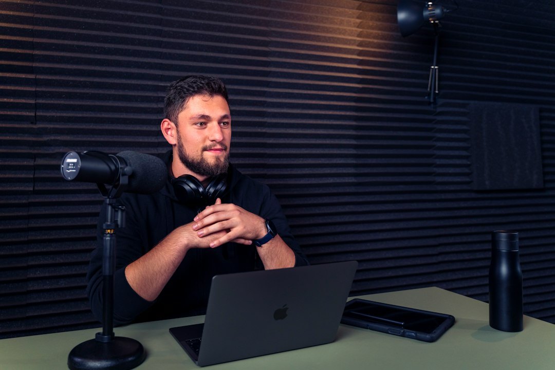business team recording podcast